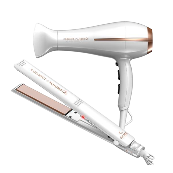 Pack Gama Coconut & Almond: Plancha Elegance + Secador Bora