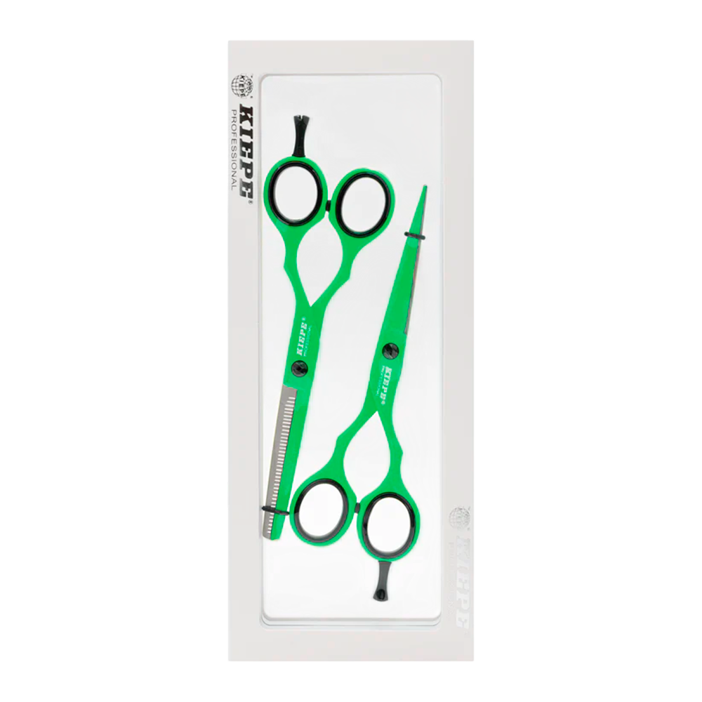 Par de Tijeras Kiepe Green Tea 5.5'' - Corte + Entresacadora