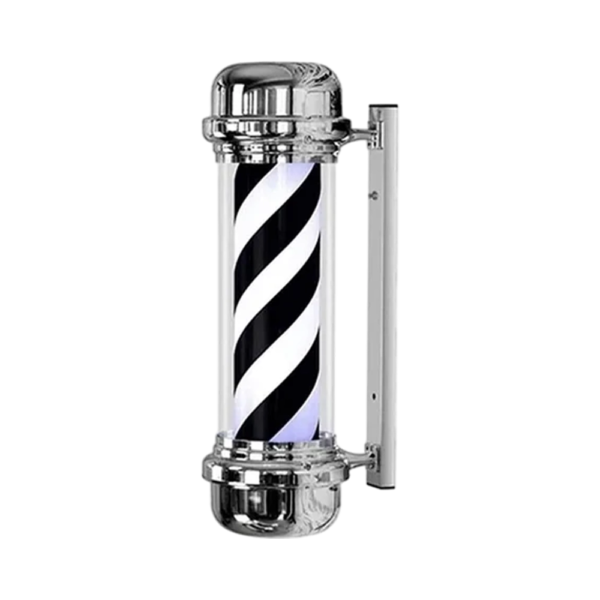 Pole Blanco/Negro sin Esfera - Ícono Decorativo para Barbería