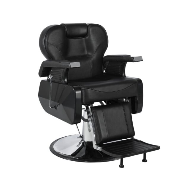 Sillón Aviador Negro para Barbería - Reclinable Hidráulico Estilo Retro