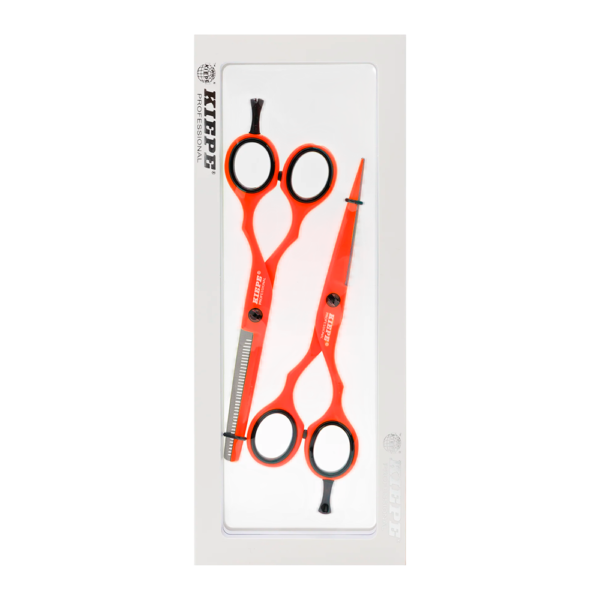 Set de Tijeras Kiepe Orange 5.5" - Tijera de Corte y Entresacadora