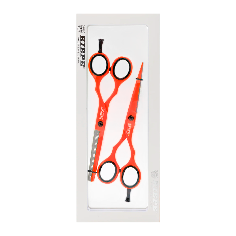 Set de Tijeras Kiepe Orange 5.5" - Tijera de Corte y Entresacadora