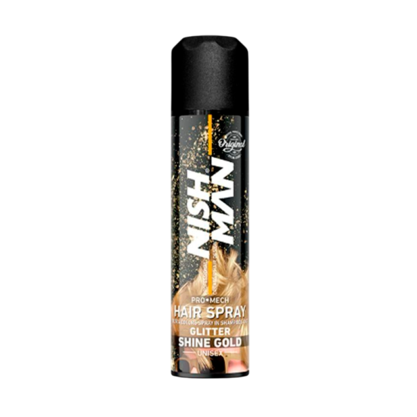 Tinte Hair Spray Glitter Gold Nishman 150ml - Brillo Dorado para Cabello